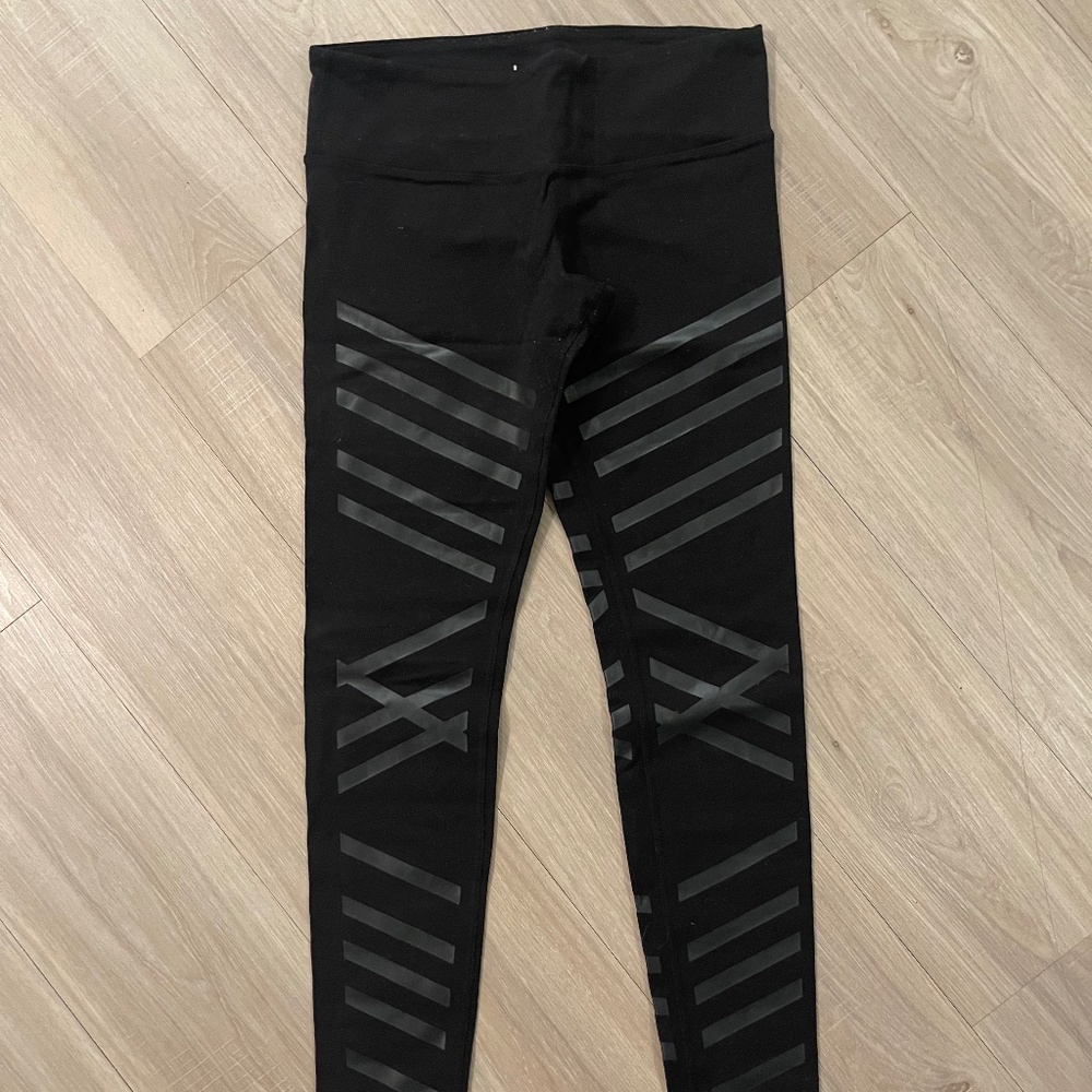Alo Yoga Black Leggings with Stripes